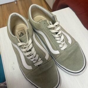Vans Men's Olive and White Sneakers